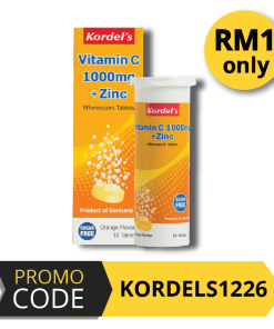 Kordel’s Vitamin C 1000mg + Zinc Effervescent Tablet (Orange)