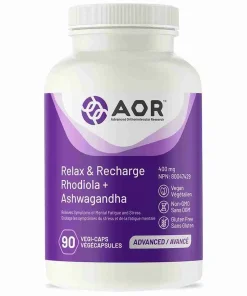 AOR Relax & Recharge- Rhodiola + Ashwagandha; 90 vegi-caps